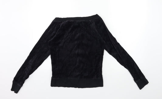 Remain Womens Black  Velour Pullover Sweatshirt Size S