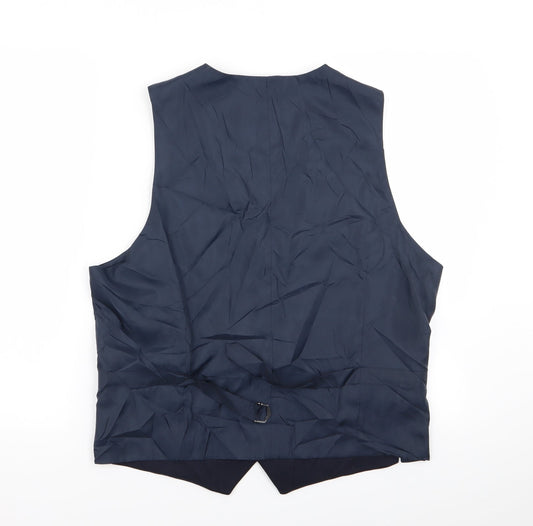 M&S Mens Blue   Jacket Suit Waistcoat Size L