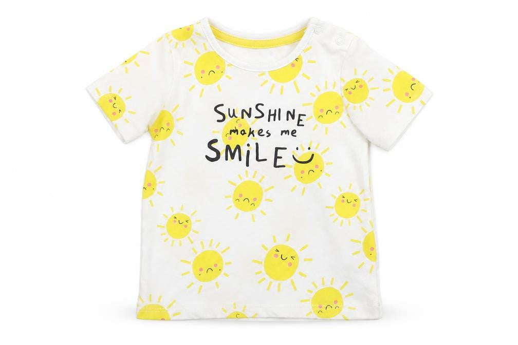 F&F Boys White   Basic T-Shirt Size 9-12 Months  - sun print