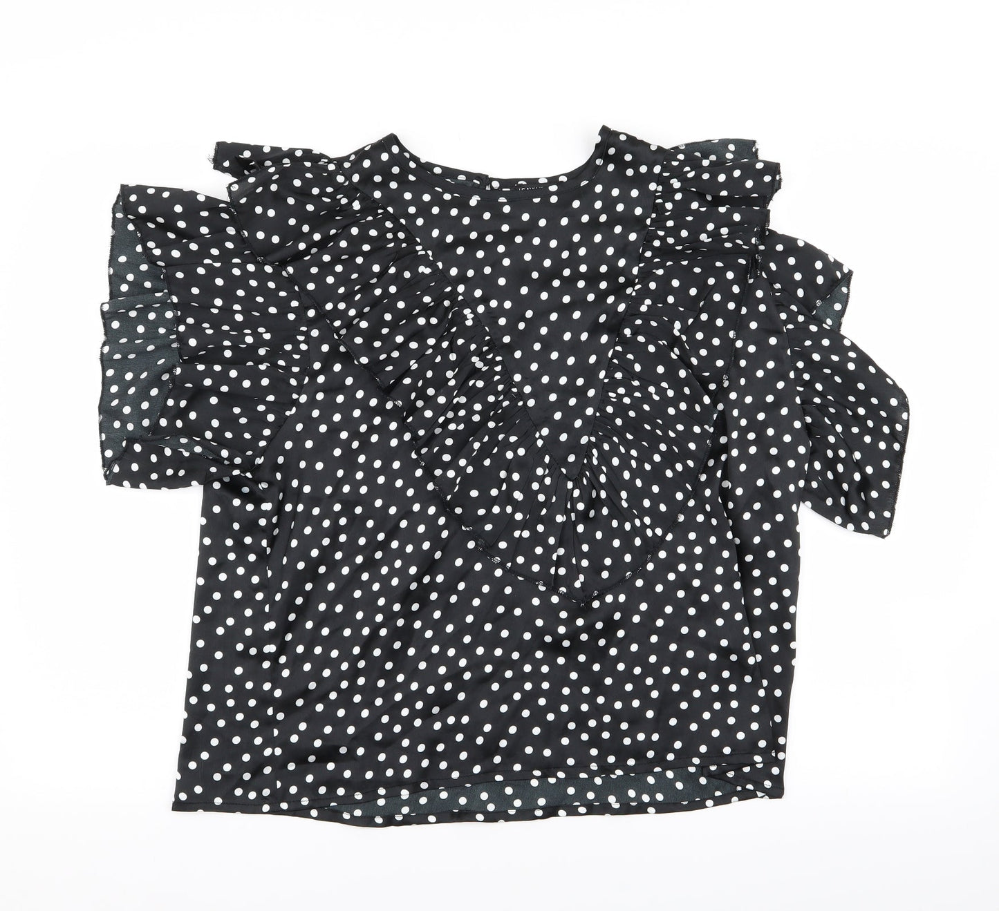 I SAW IT FIRST Womens Black Polka Dot  Basic Blouse Size 14