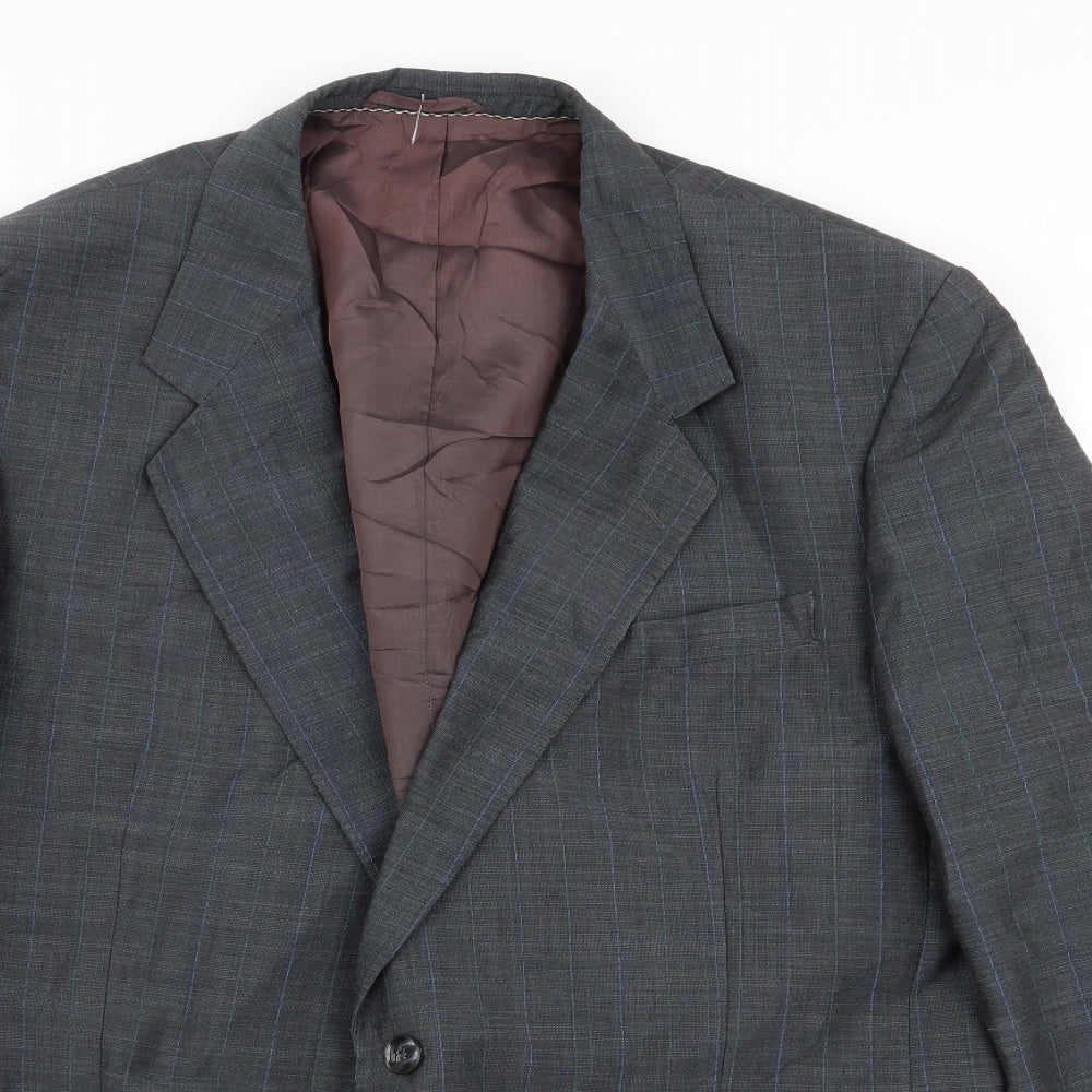 erik hoch Mens Grey Striped  Jacket Blazer Size 42