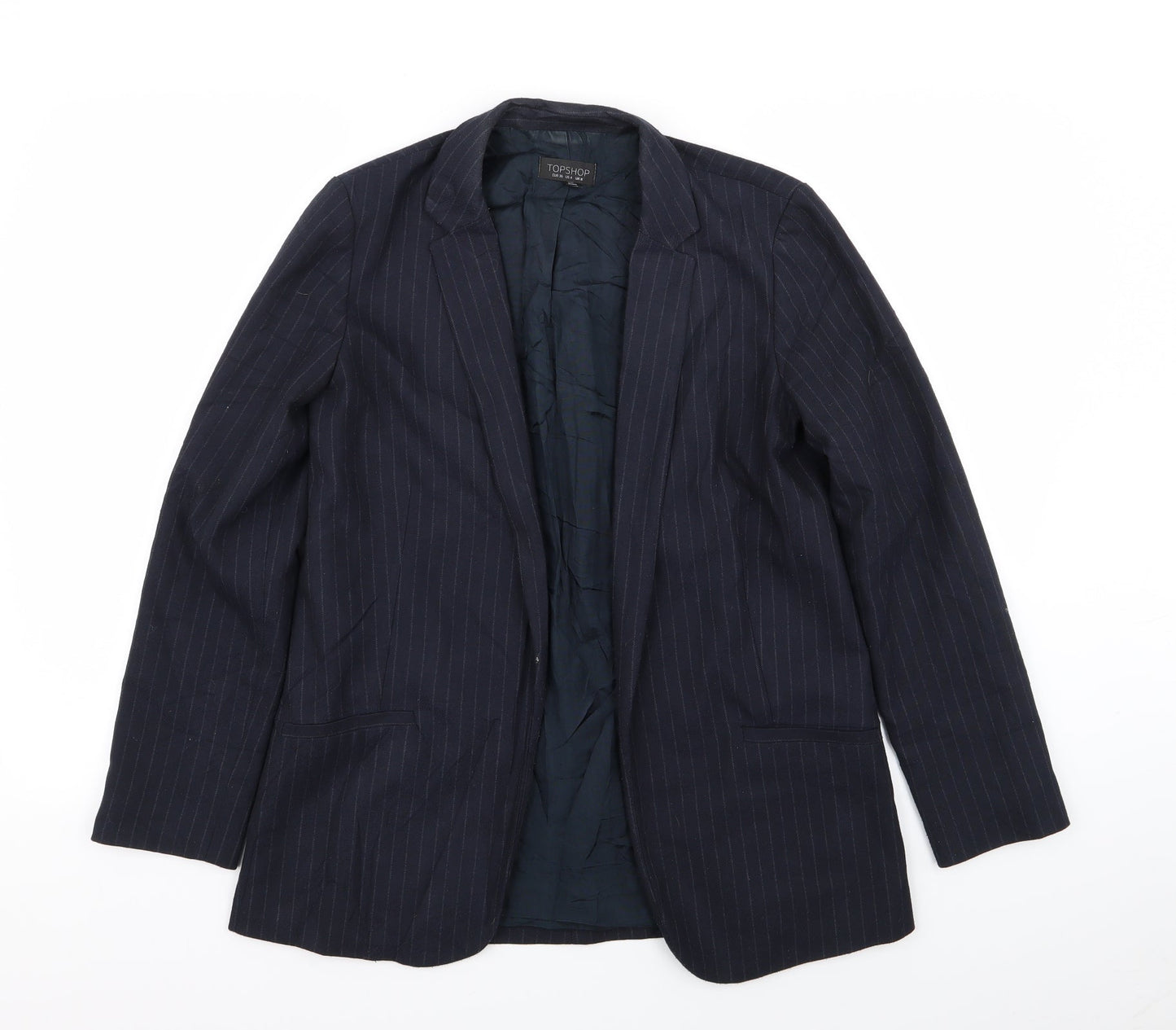 Topshop Womens Blue Striped  Jacket Blazer Size 8