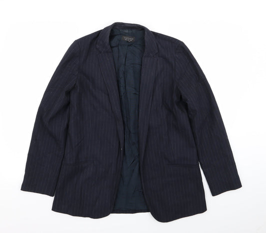 Topshop Womens Blue Striped  Jacket Blazer Size 8