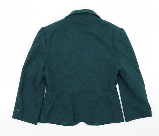 M&S Womens Green Houndstooth  Jacket Blazer Size 8