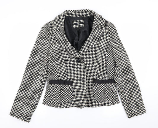 yera Womens Multicoloured Houndstooth  Jacket Blazer Size 12