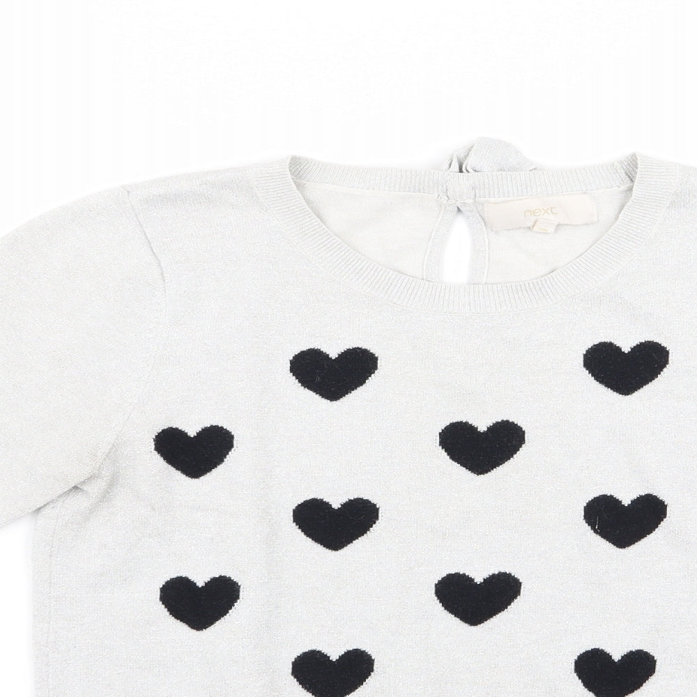 NEXT Womens Silver   Basic T-Shirt Size 12  - Heart Detail