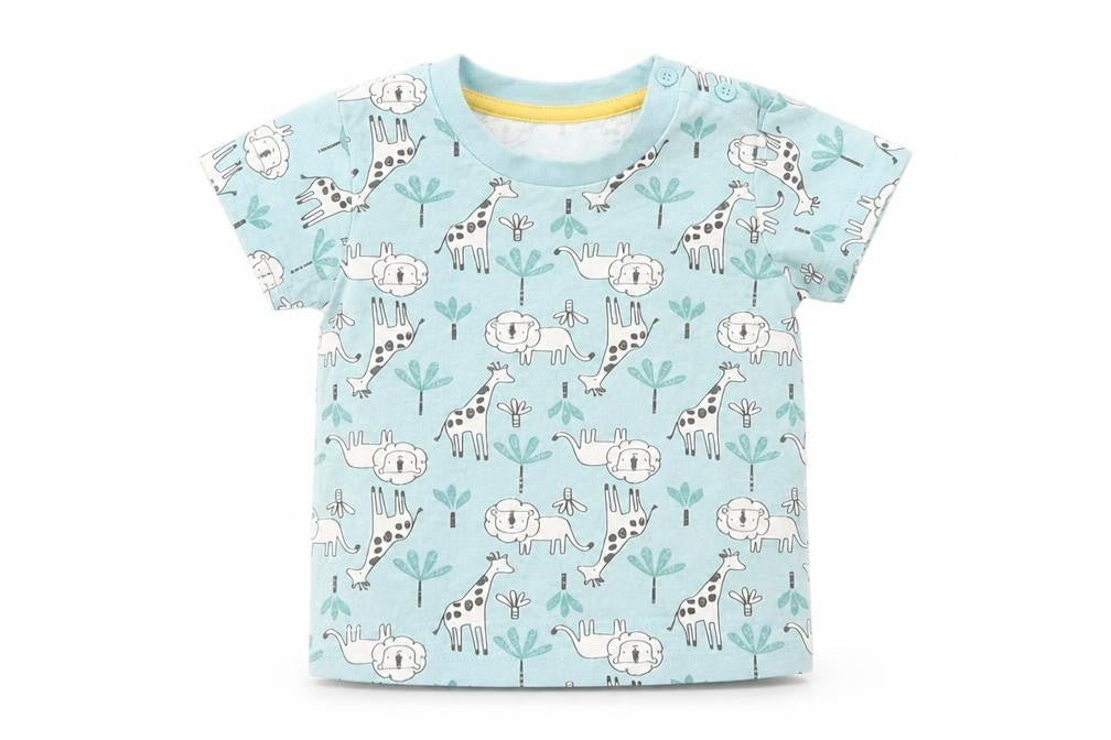 Matalan Girls Blue Animal Print  Basic T-Shirt Size 3-6 Months