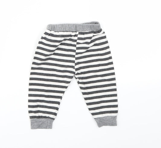 Preworn Boys Black Striped  Capri Leggings Size 3-6 Months