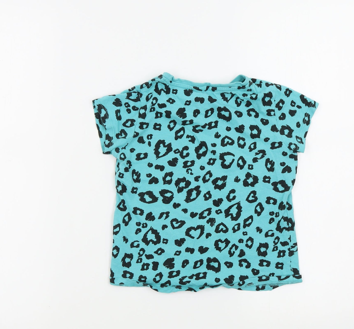pep-co Girls Blue Geometric  Basic T-Shirt Size 7 Years
