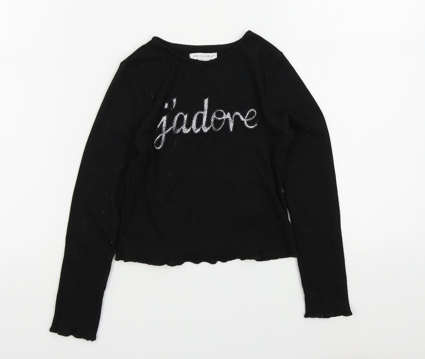 Primark Girls Black Colourblock  Pullover Jumper Size 6 Years
