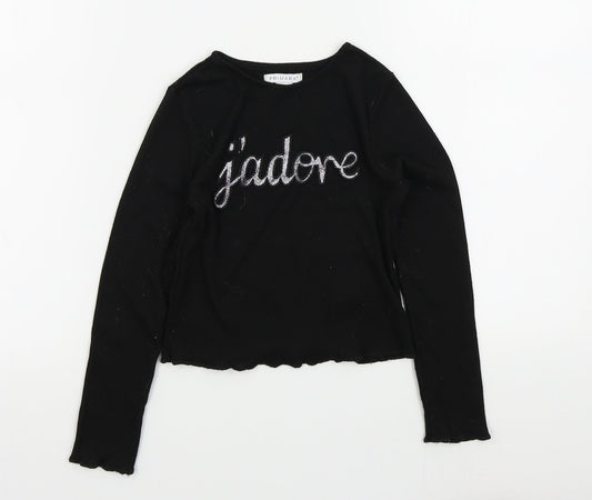 Primark Girls Black Colourblock  Pullover Jumper Size 6 Years