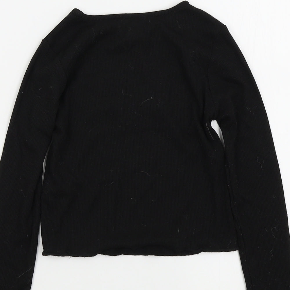 Primark Girls Black Colourblock  Pullover Jumper Size 6 Years