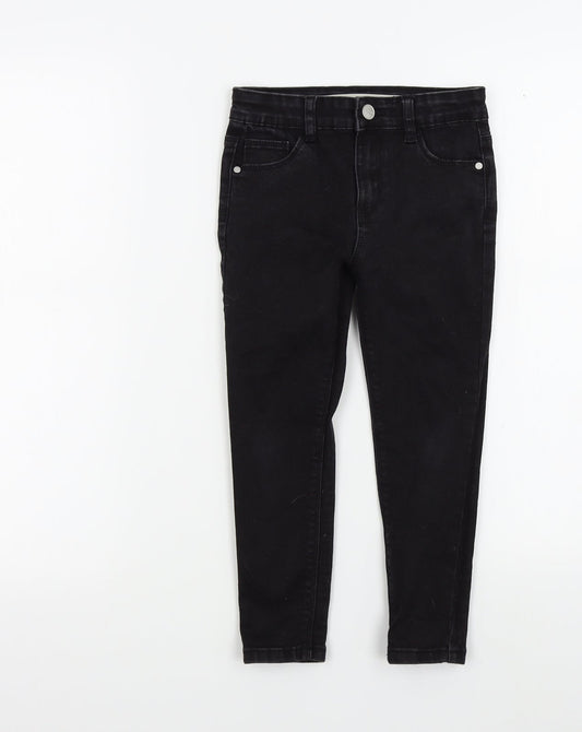 denim&co Girls Black Colourblock  Skinny Jeans Size 5-6 Years