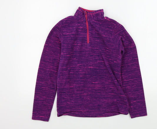 DECATHLON Girls Purple Colourblock  Pullover Jumper Size S
