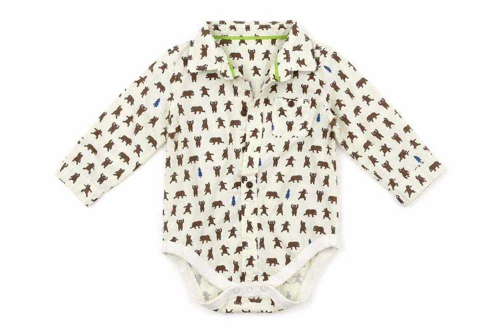 Front view of Marks & Spencer boys’ beige colourblock babygrow one-piece, size 6-9, months