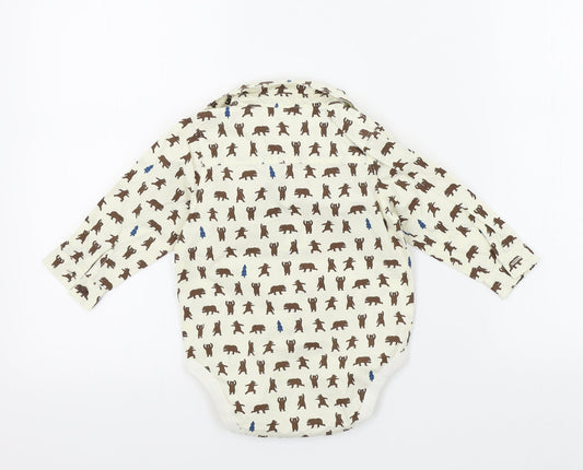 M&S Boys Beige Colourblock  Babygrow One-Piece Size 6-9 Months