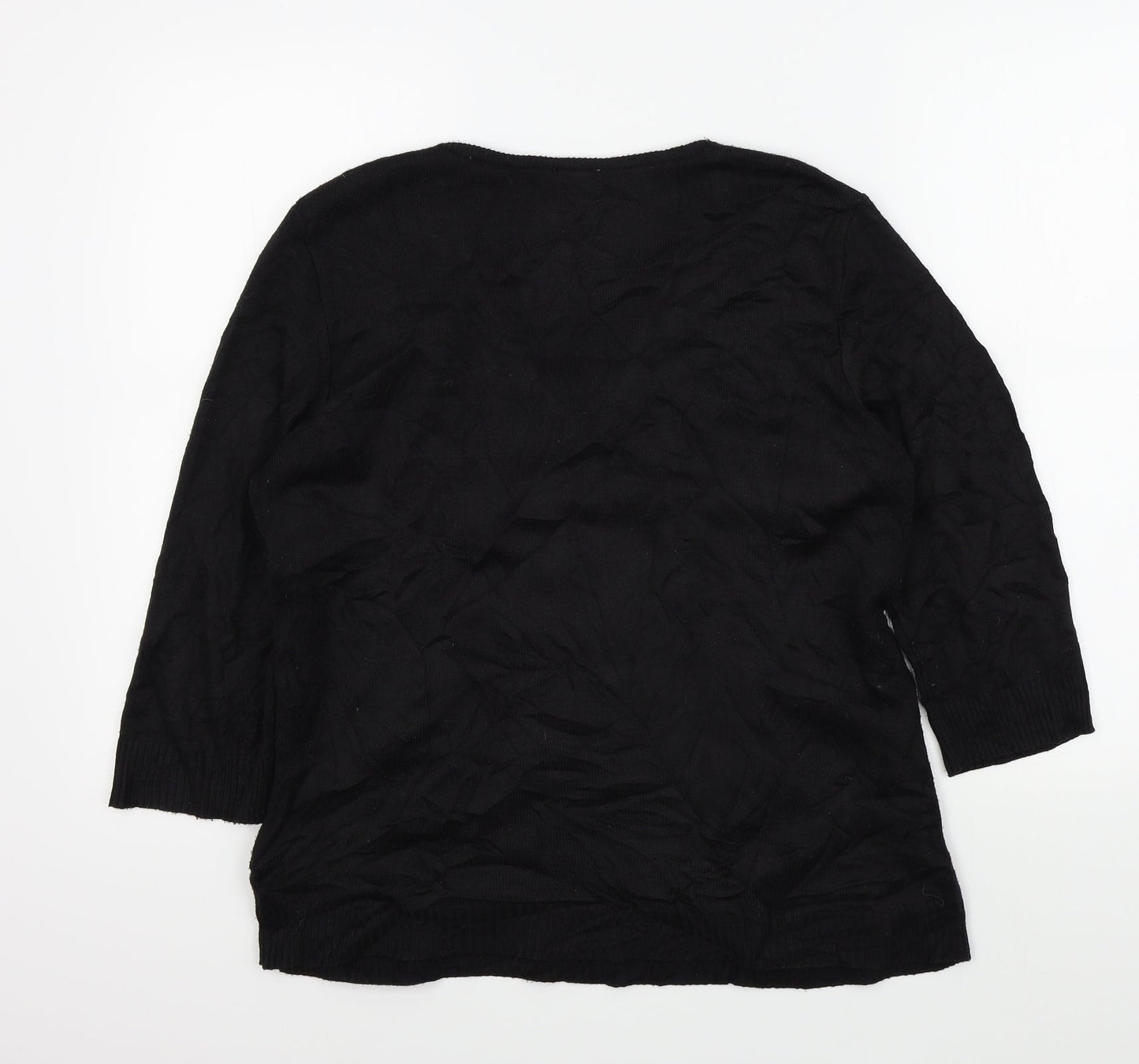 Preworn Womens Black Geometric  Pullover Jumper Size 14