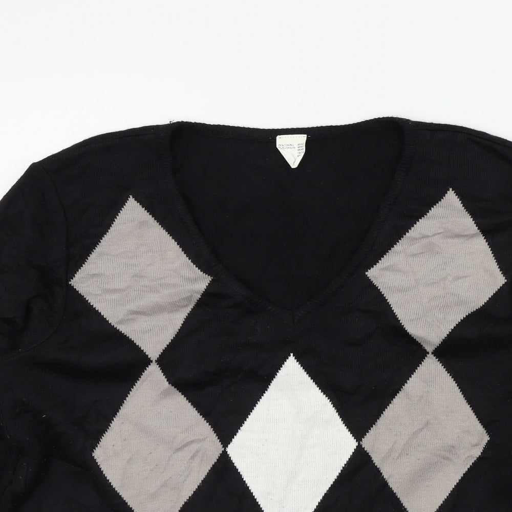 Preworn Womens Black Geometric  Pullover Jumper Size 14