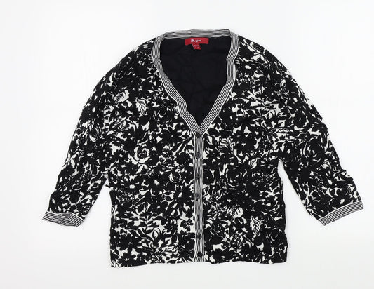Monsoon Womens Black Geometric  Cardigan Jumper Size 12
