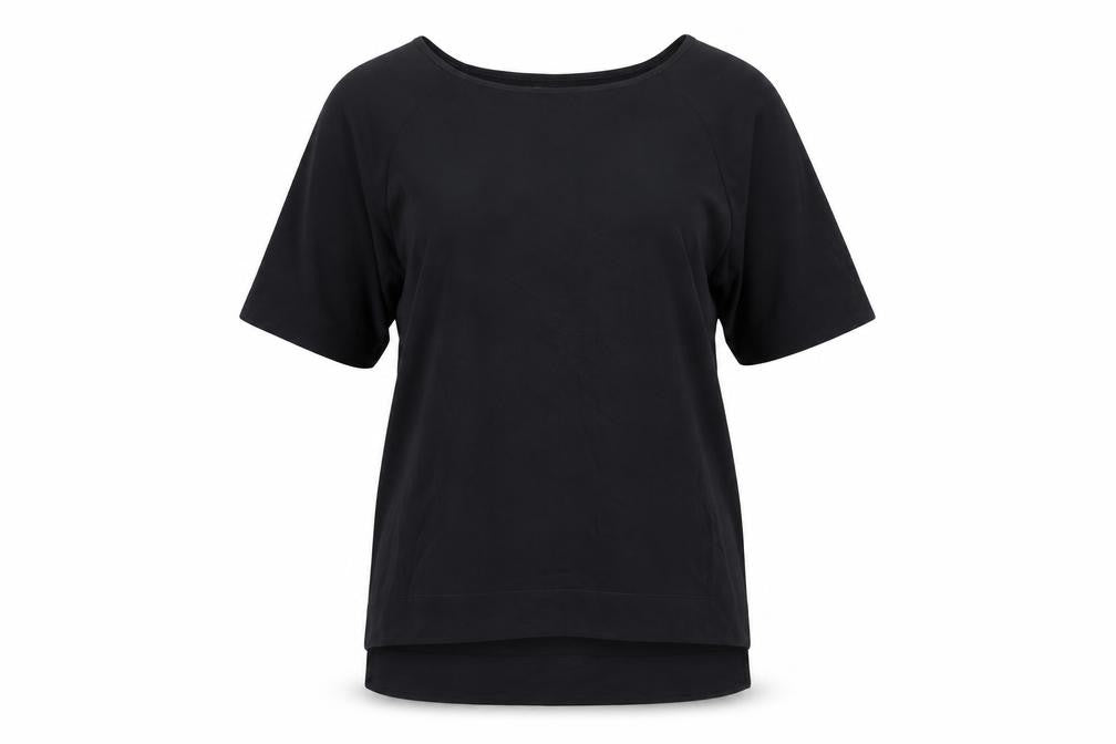 Front view of Papaya women’s black basic t-shirt, size UK 8