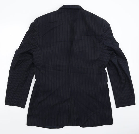 Burton Mens Blue Striped  Jacket Suit Jacket Size 40