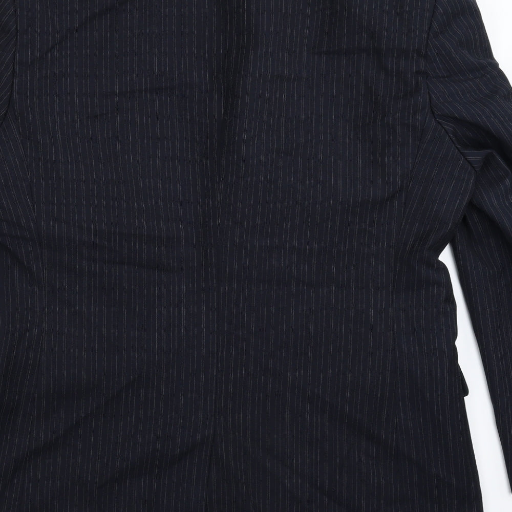 Burton Mens Blue Striped  Jacket Suit Jacket Size 40