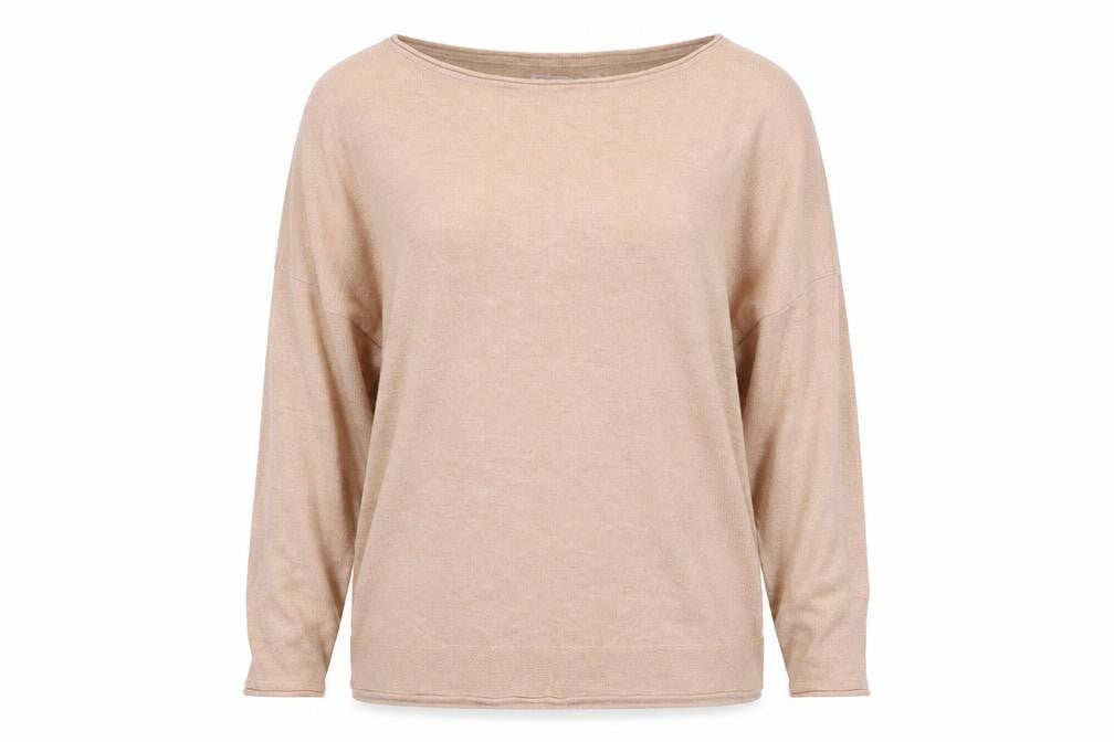 Front view of Only women’s beige knit jumper, size M, - oversized