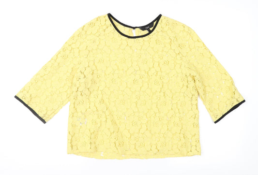 NEXT Womens Yellow  Lace Basic Blouse Size 10