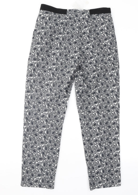 Topshop Womens Grey Paisley  Cropped Trousers Size 8 L25 in