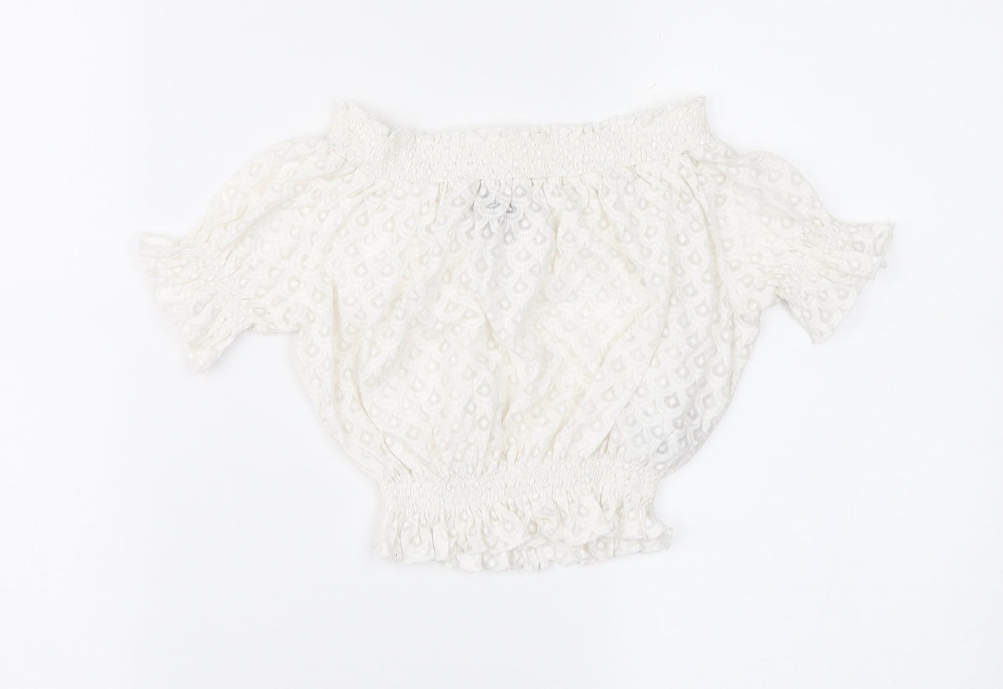 Topshop Womens Ivory Geometric  Cropped Blouse Size 6