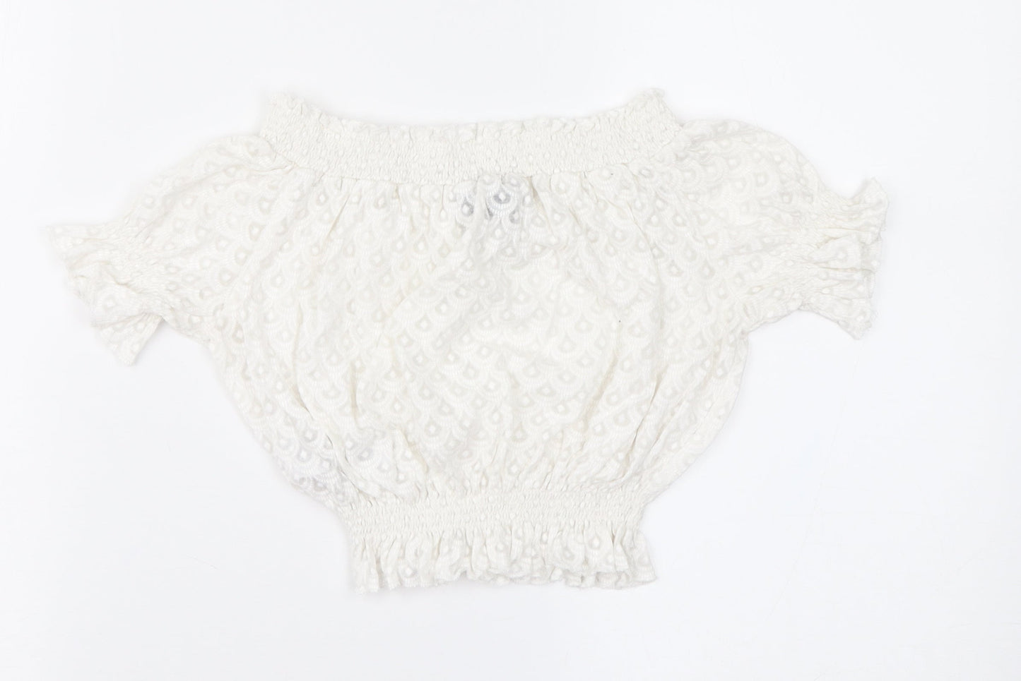 Topshop Womens Ivory Geometric  Cropped Blouse Size 6