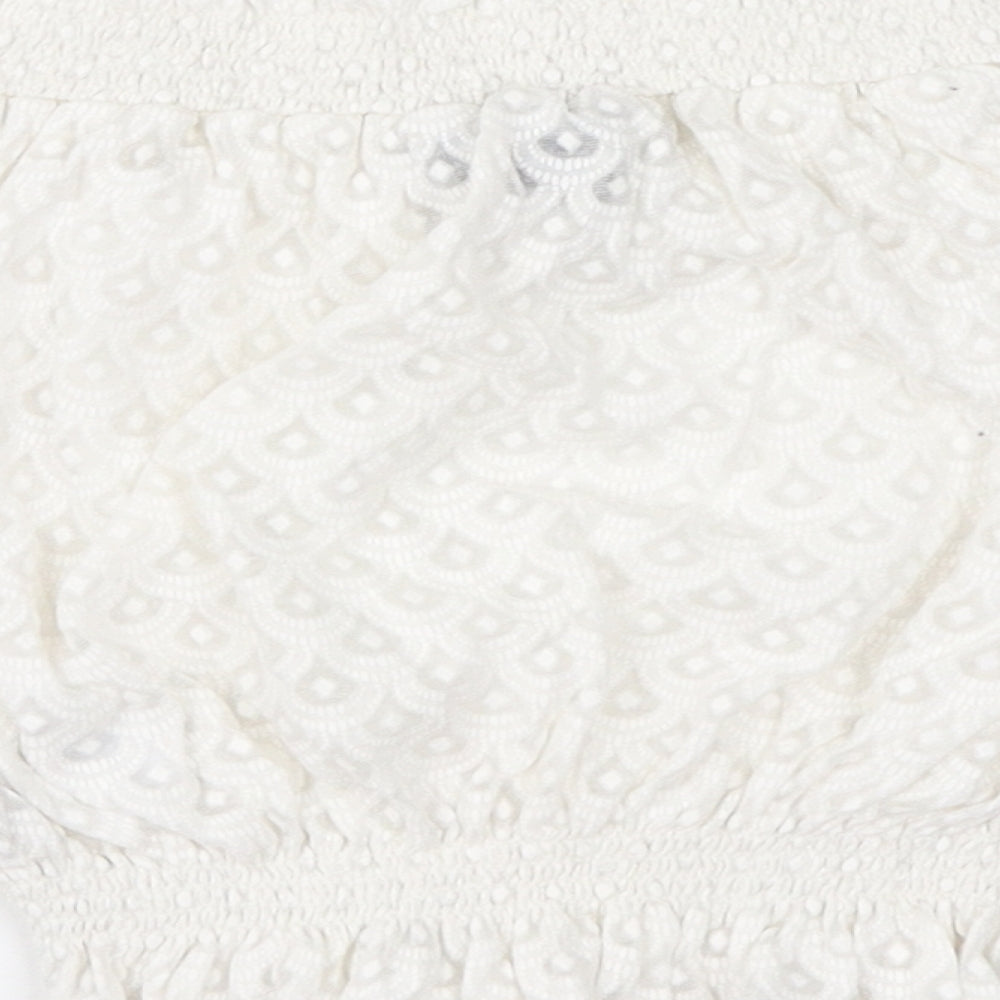 Topshop Womens Ivory Geometric  Cropped Blouse Size 6