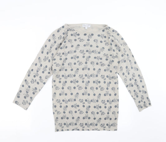 NEXT Womens Grey Floral Knit Pullover Jumper Size 8