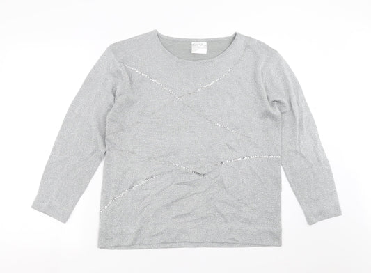 Claire Ashton Womens Silver   Pullover Jumper Size 14  - beaded, sequins