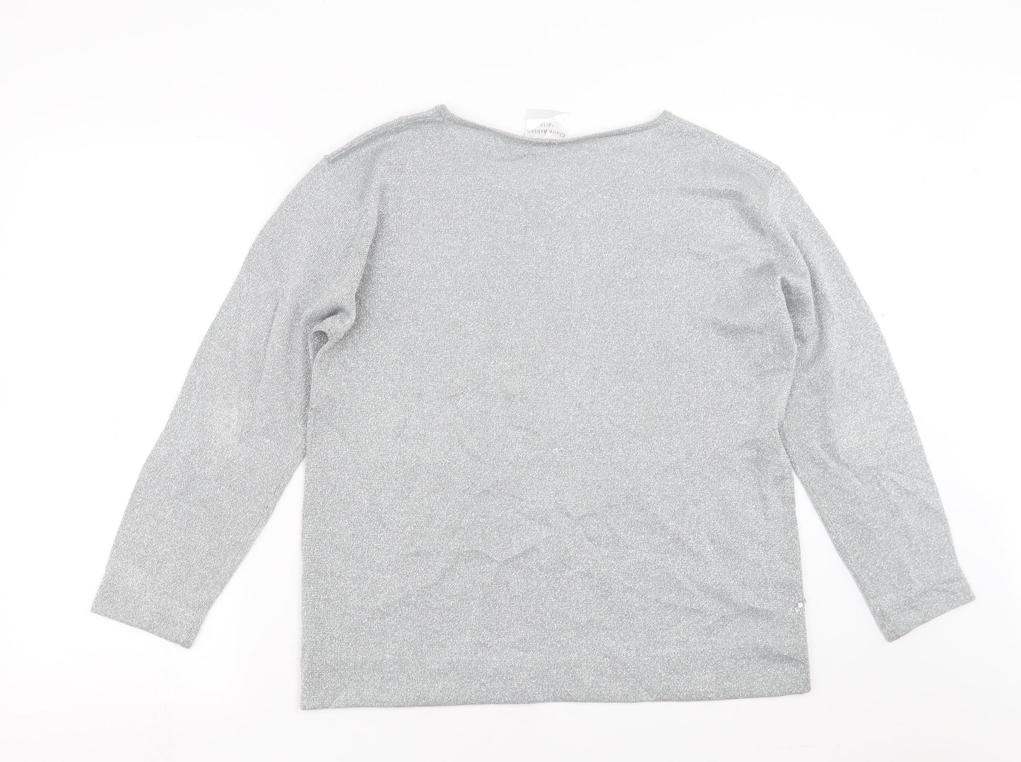Claire Ashton Womens Silver   Pullover Jumper Size 14  - beaded, sequins