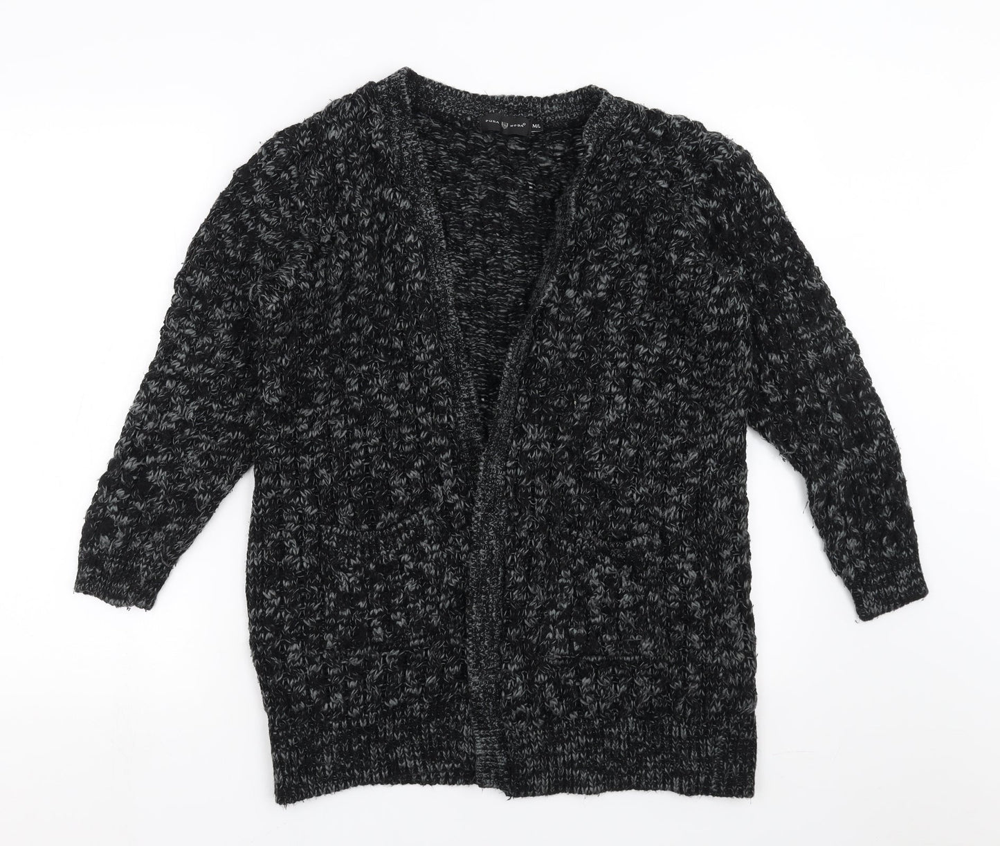 Pura Moda Womens Black  Knit Cardigan Jumper Size M