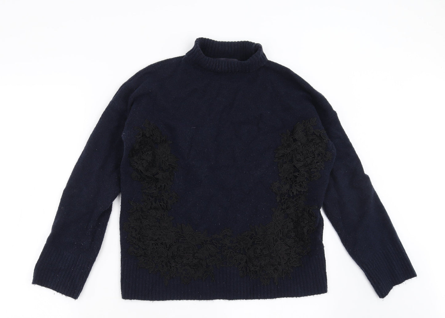 Marks and Spencer Womens Blue  Knit Pullover Jumper Size S  - Lace Detail