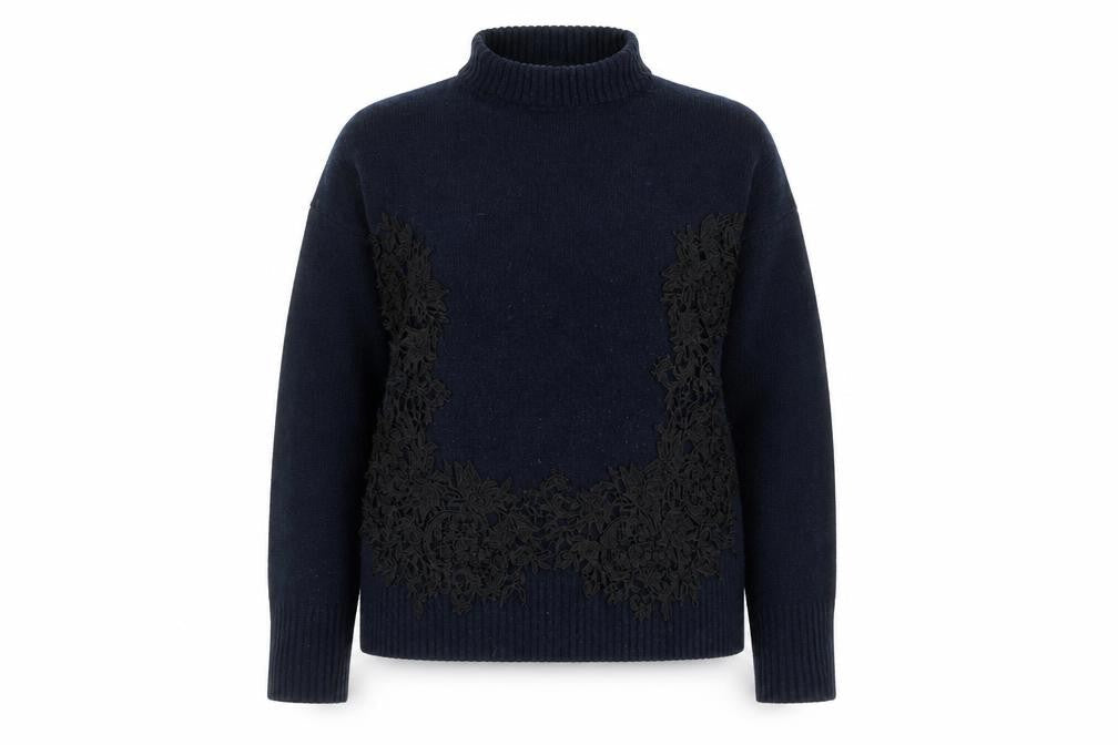Marks and Spencer Womens Blue  Knit Pullover Jumper Size S  - Lace Detail