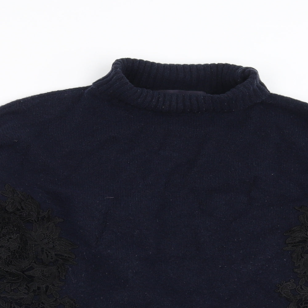 Marks and Spencer Womens Blue  Knit Pullover Jumper Size S  - Lace Detail
