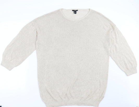 H&M Womens Beige  Knit Pullover Jumper Size L