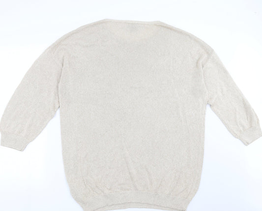 H&M Womens Beige  Knit Pullover Jumper Size L