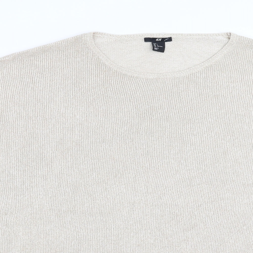 H&M Womens Beige  Knit Pullover Jumper Size L