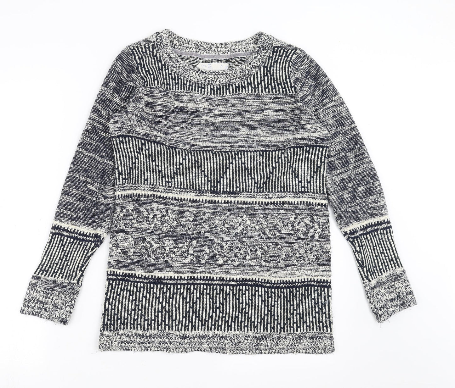 Matalan Womens Blue Geometric Knit Pullover Jumper Size 12