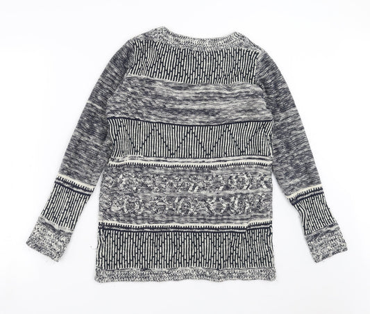Matalan Womens Blue Geometric Knit Pullover Jumper Size 12