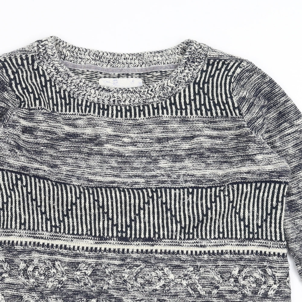Matalan Womens Blue Geometric Knit Pullover Jumper Size 12