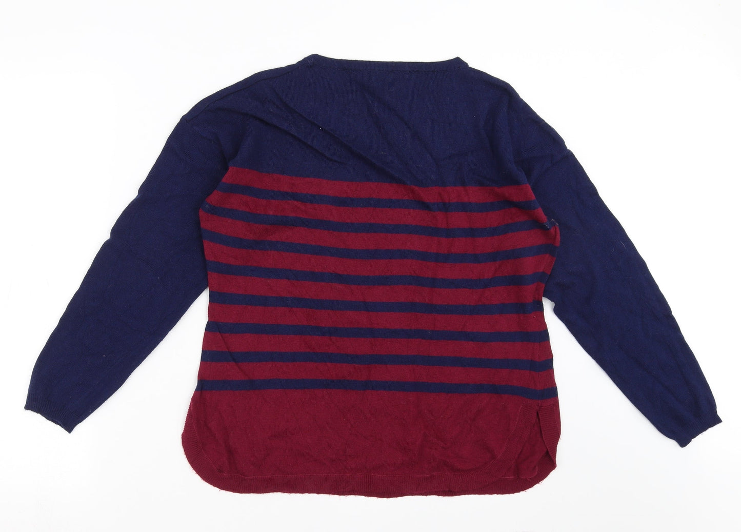 First Avenue Womens Black Striped Knit Pullover Jumper Size M