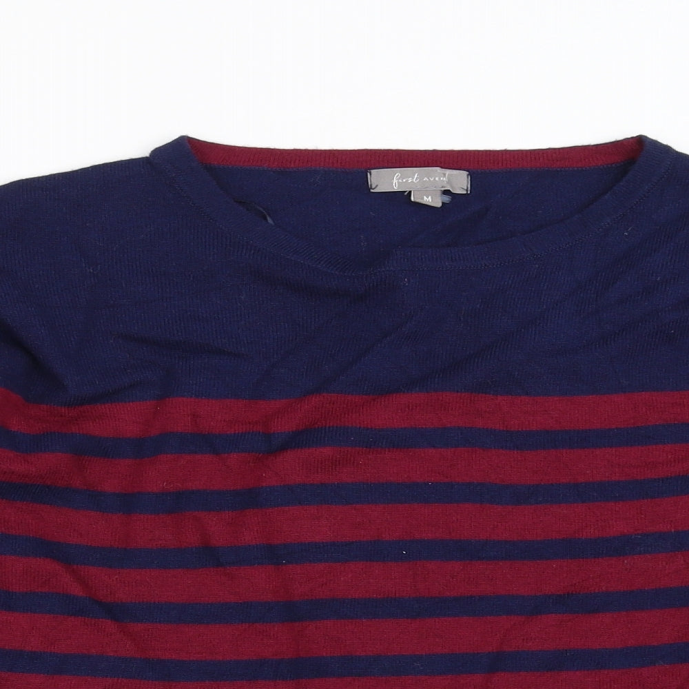First Avenue Womens Black Striped Knit Pullover Jumper Size M
