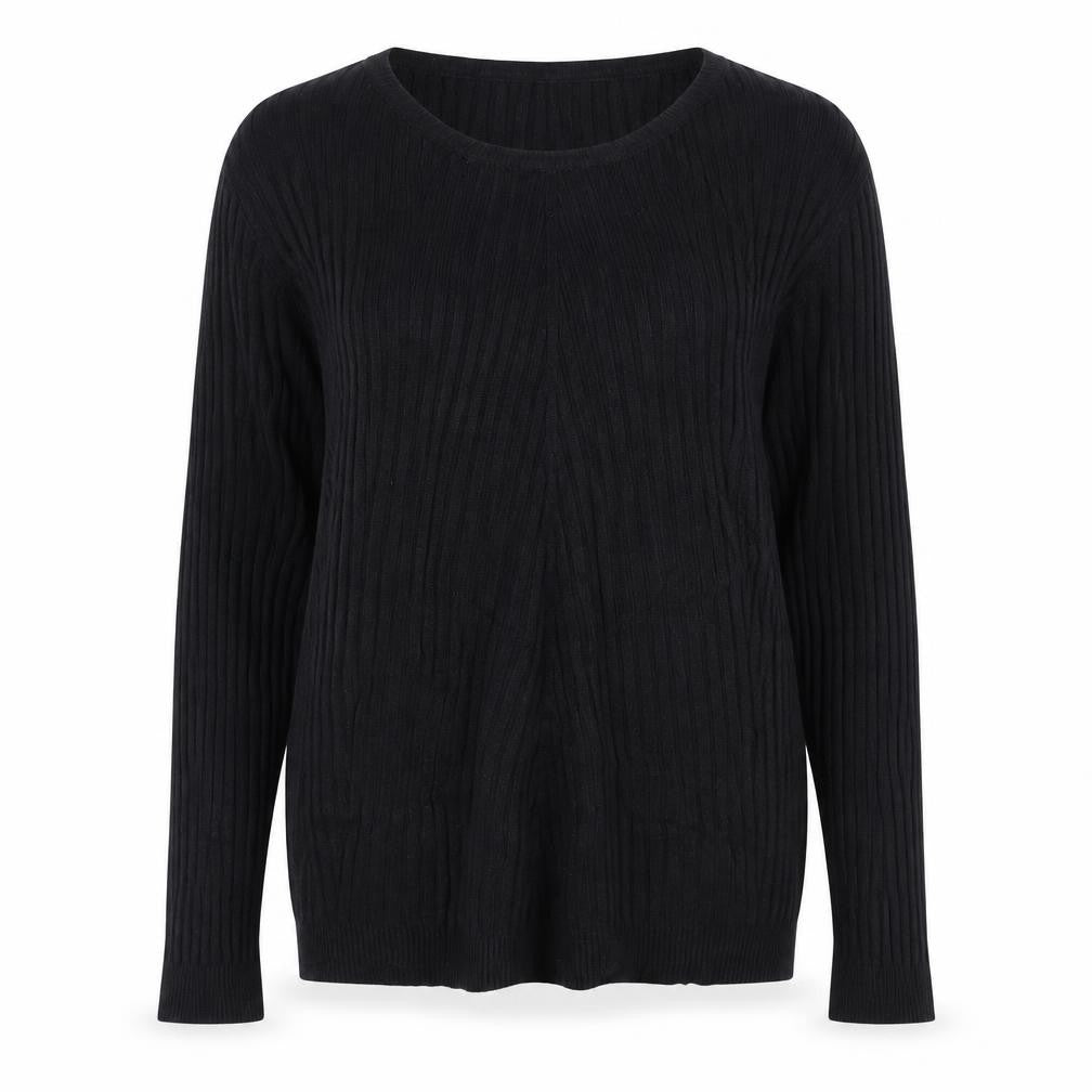 Front view of Kaleidoscope women’s black geometric jumper, size UK 16