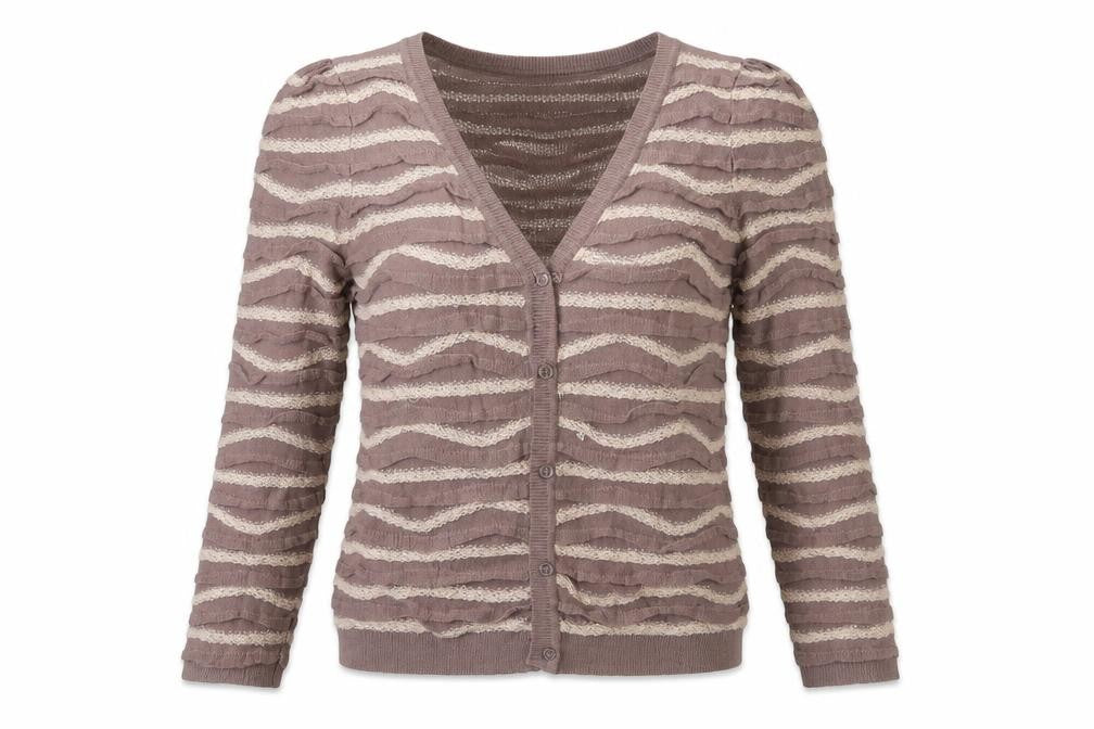 H&M Womens Beige Striped Knit Cardigan Jumper Size M