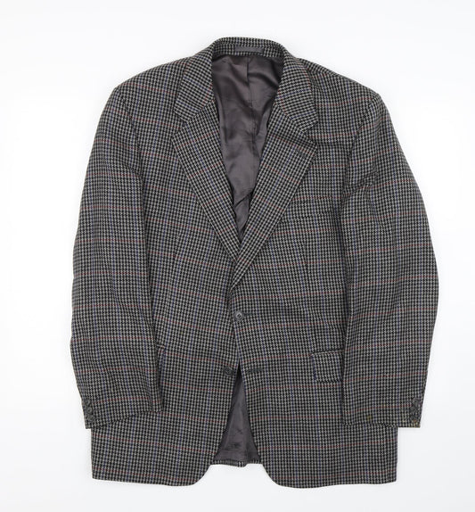 H.T Burt Mens Grey Houndstooth  Jacket Suit Jacket Size L